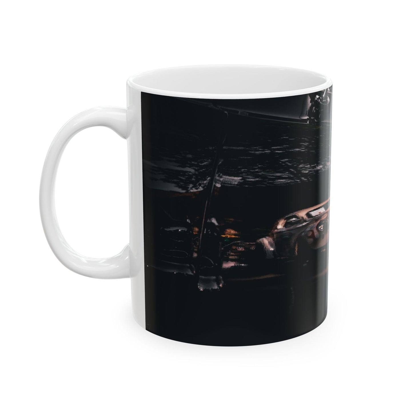Vintage Car Reflection Ceramic Mug - Perfect Gift for Car Enthusiasts, Race Day, Coffee Lover, Unique Gift Idea, 11oz, 15oz
