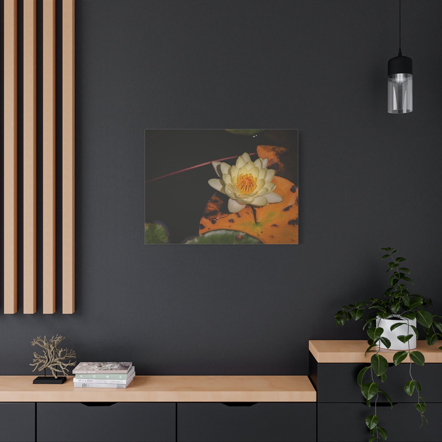 Coi Pond - Stretched Canvas Wall Art, Floral Décor, Home Office Inspiration, Gift for Nature Lovers, Water Lily Artwork