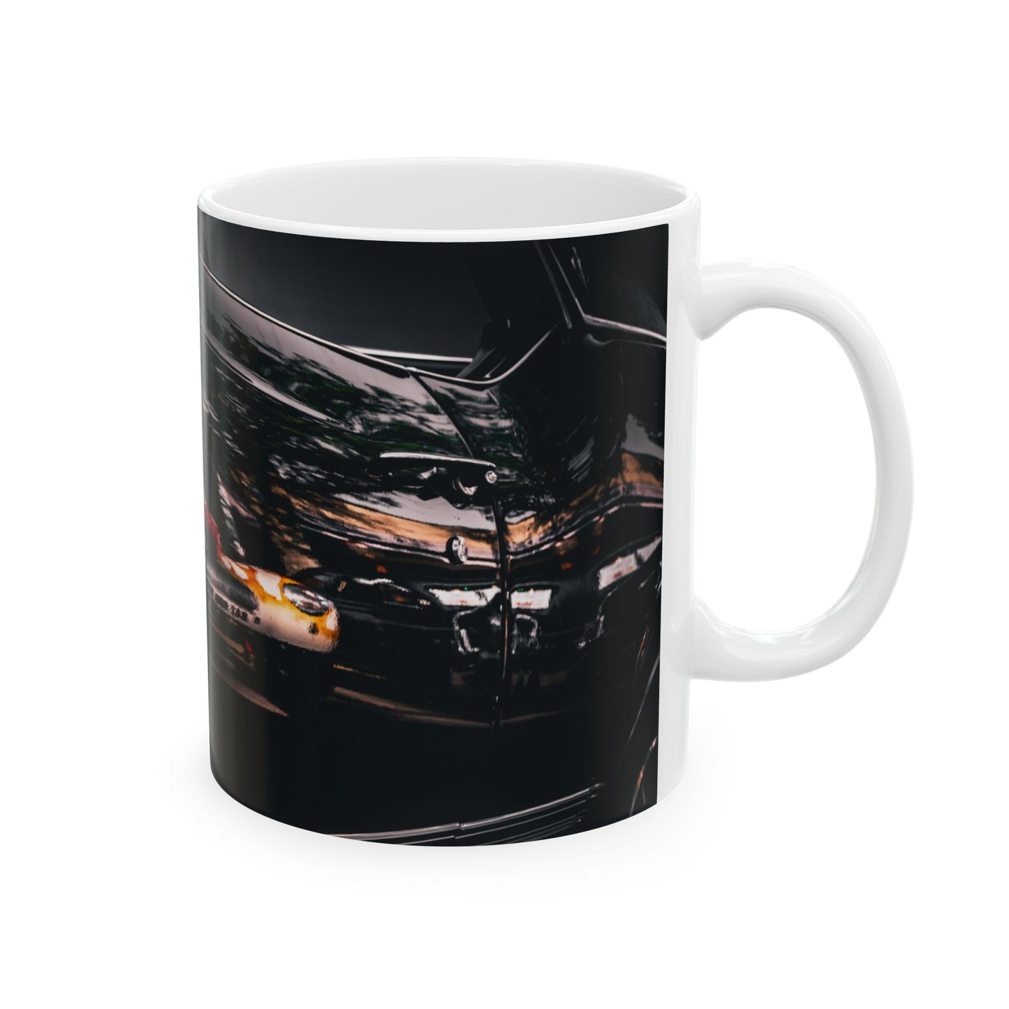 Vintage Car Reflection Ceramic Mug - Perfect Gift for Car Enthusiasts, Race Day, Coffee Lover, Unique Gift Idea, 11oz, 15oz