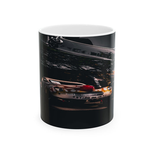 Vintage Car Reflection Ceramic Mug - Perfect Gift for Car Enthusiasts, Race Day, Coffee Lover, Unique Gift Idea, 11oz, 15oz
