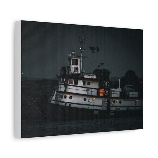 Matte Canvas Wall Art, Nautical Tugboat Print, Home Decor, Coastal Wall Hanging, Maritime Aesthetic Decoration