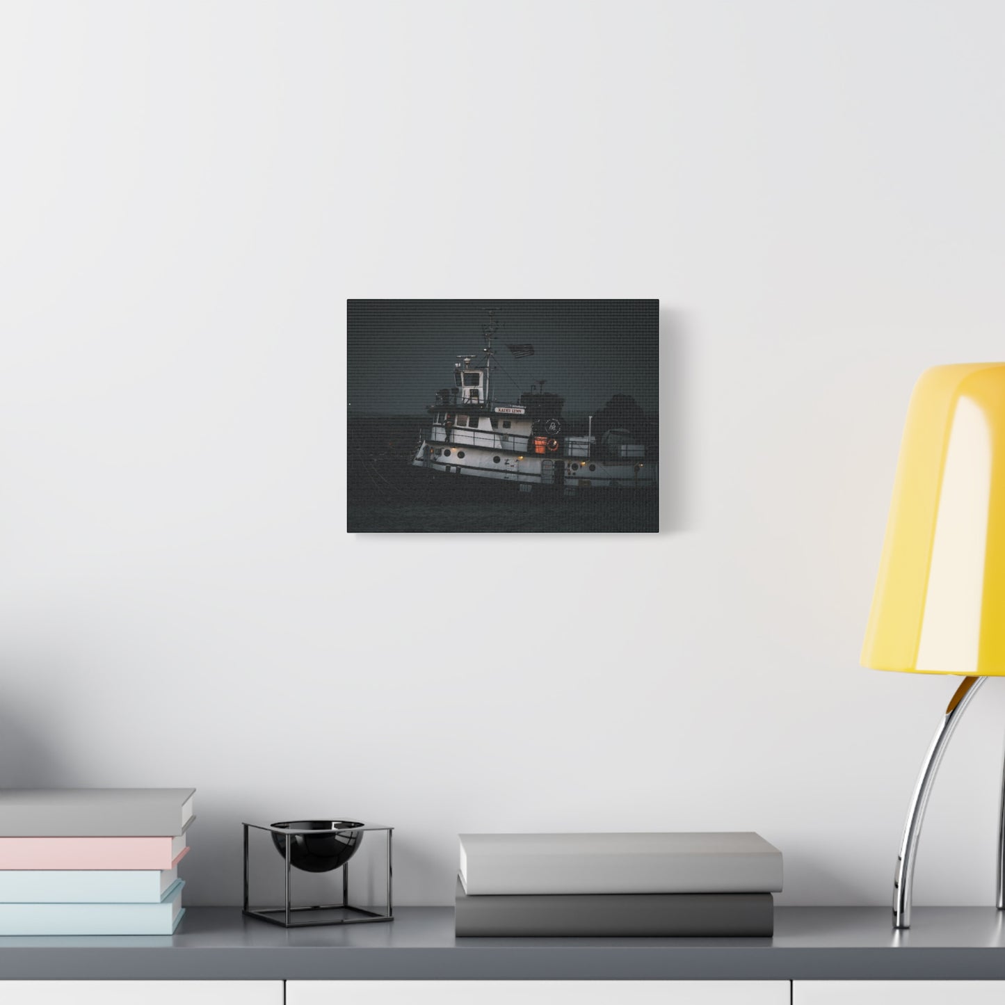 Matte Canvas Wall Art, Nautical Tugboat Print, Home Decor, Coastal Wall Hanging, Maritime Aesthetic Decoration